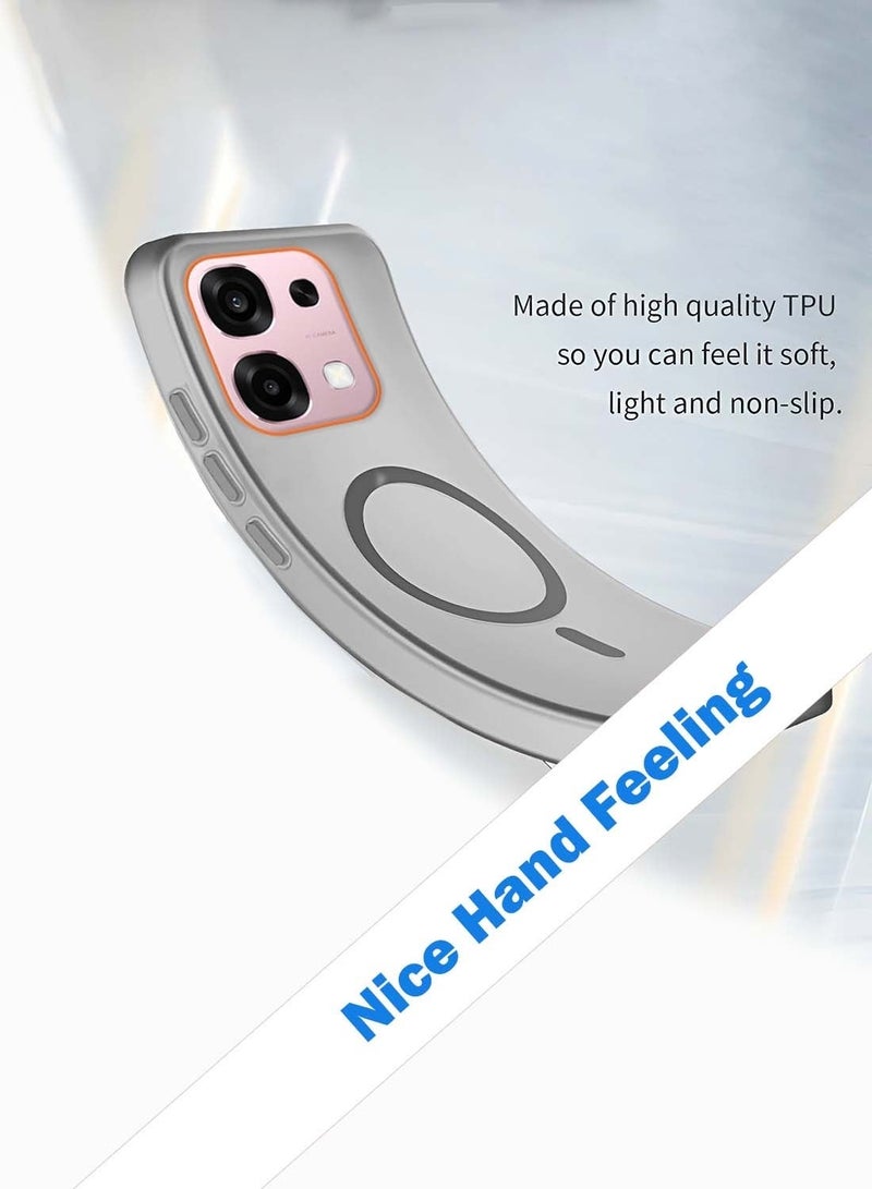 دبليو تيك غطاء حماية لهاتف Oppo A6 Pro / Oppo F31 5G 2025، شفاف هجيني مع MagSafe وشحن مغناطيسي، حواف مرتفعة للكاميرا ومظهر أنيق - رمادي (MCMPMN) - Image 3